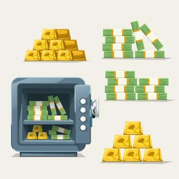 Metal safe set Stock Illustration