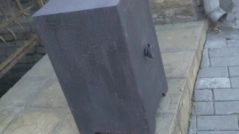 The metal safe is on the sidewalk Stock Footage 160976520
