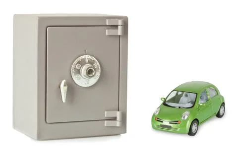 Metal safe on a white background Stock Photos