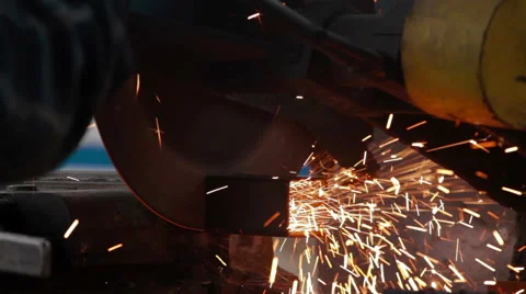 Metal saw cutting steel Stock Footage 59576498