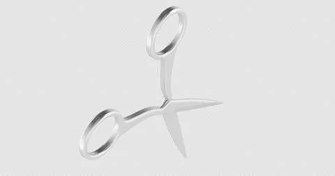 Metal scissors rotation animation seamlessly loopable. 3D rendering isolate.. Stock Footage 328055243