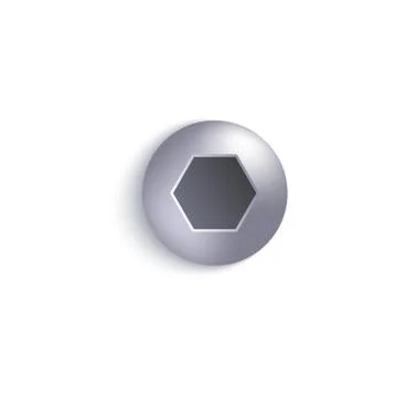 Metal screw head with button hexagon socket, rounded dome shape steel bolt cap Stock Illustration