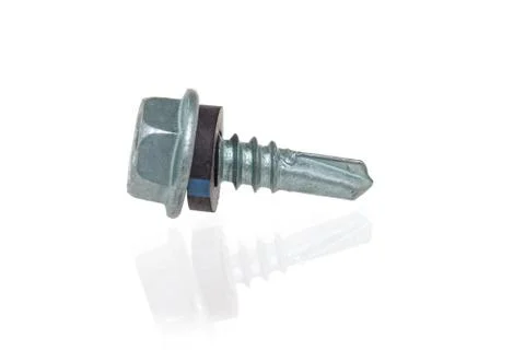 Metal screw isolate on white background Stock Photos