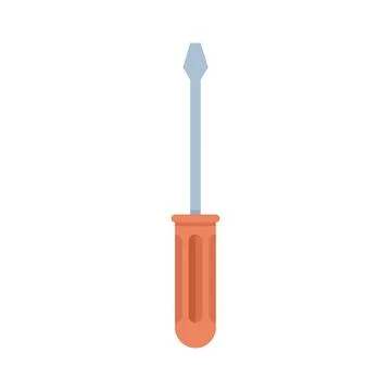 Metal screwdriver with orange handle standing upright illustration Stock Illustration