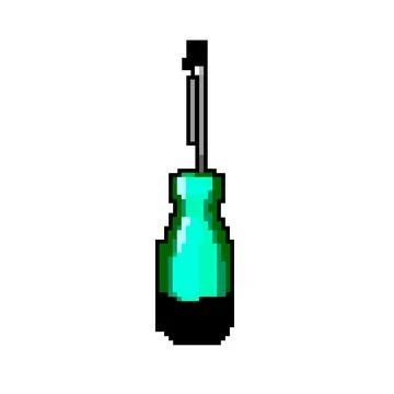 Metal screwdriver tool game pixel art vector illustration Stock Illustration