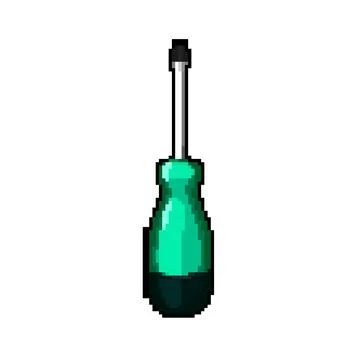 Metal screwdriver tool pixel art vector illustration Stock Illustration