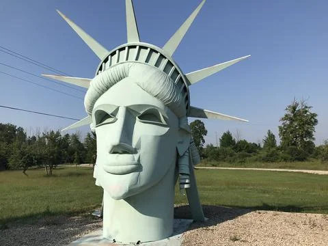 Metal sculpture of Statue of Liberty Stock Photos