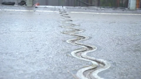 Metal seam of the bridge, construction work, new technology Stock Footage 300871172