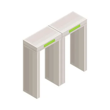 Metal Security Gate in Metro or Subway and Rapid Transit Urban System Isometric Stock Illustration