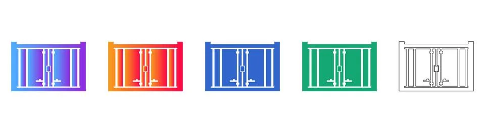 Metal Security Gate Vector Icon Set Stock Illustration