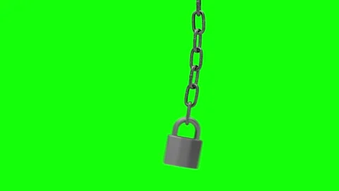 A metal security lock chain, protection, metal padlock Stock Footage 333710179