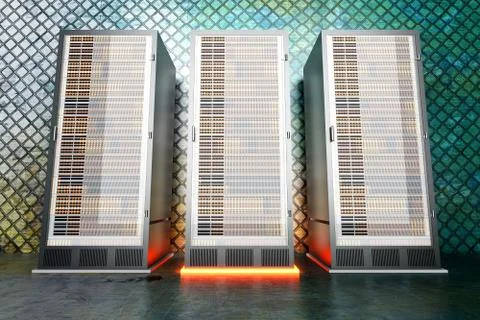 Metal server room Illustrazione stock