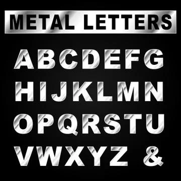 Metal set letters Stock Illustration