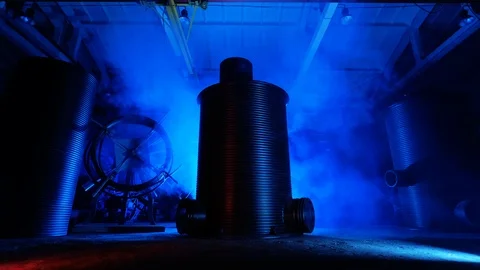 Metal Sewer Barrels Indoors. Stock Footage 118531253