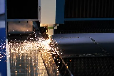 Metal sheet cutting process Stock Photos