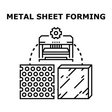 Metal sheet forming process converting raw material Stock Illustration