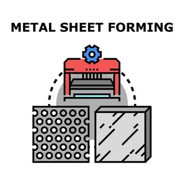 Metal sheet forming process converting raw material Stock Illustration