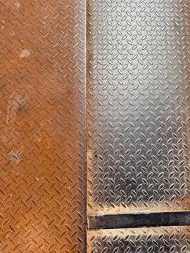 Metal sheet pattern with rust. Metal sheet consists of several fragments Stock Photos