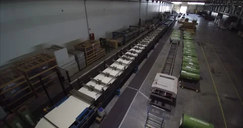 Metal sheet profile forming machine, process of making steel tile for roof, Stock Footage 200786603
