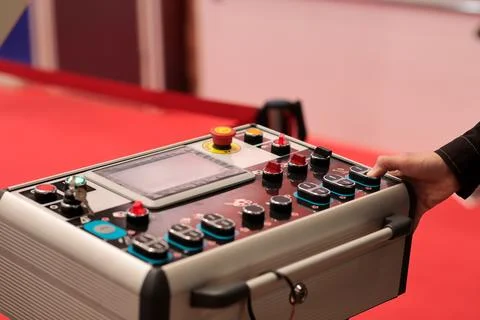 Metal sheet rolling machine control panel Stock Photos