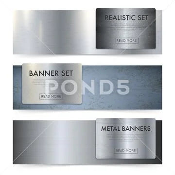 Metal Sheets Texture Realistic Banners Set Stock Illustration