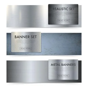 Metal Sheets Texture Realistic Banners Set Illustration