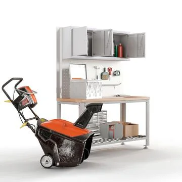 A metal shelf with tools, 3d rendering Stock Illustration