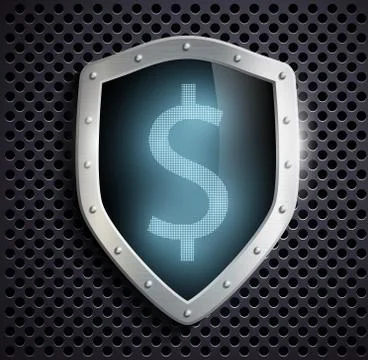 Metal shield with the image of dollar Stock-Illustration