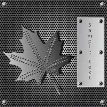 Metal shield maple leaf  background with rivets Stock Illustration