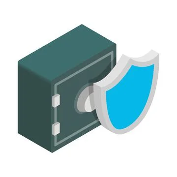 Metal shield with safe lock icon Stock Illustration