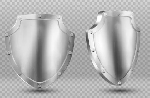 Metal shields with frames and rivets, steel panels イラスト素材