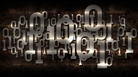 Metal shiny binary code, rusted dark background with digital binary code, matrix Stockillustratie