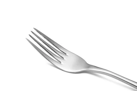The metal shiny fork on white Stock Photos