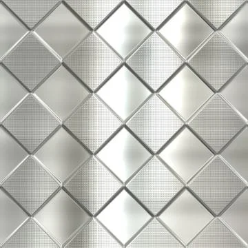 Metal silver checked  pattern Stock Photos