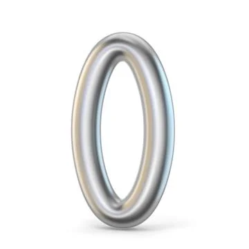 Metal silver font. Number ZERO 0 3D イラスト素材