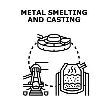 Metal smelting casting process icon outline Stock Illustration