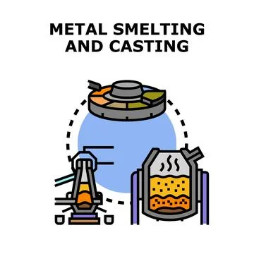 Metal smelting casting process icon outline Stock Illustration