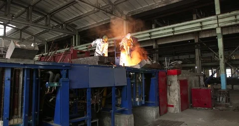 Metal smelting workshop Stock Footage 111862867