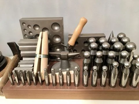 Metal smithing tool set Stock Photos