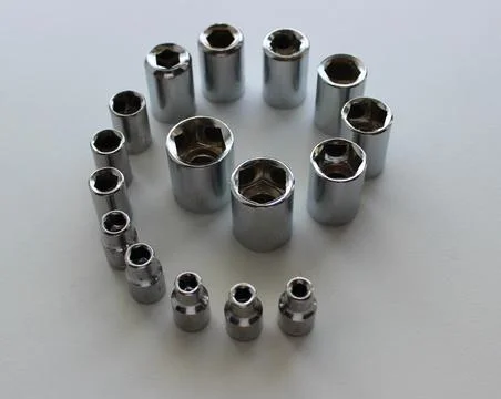 Metal Socket Wrench Bits In A Size Comparison Square Stock Photo Stock Photos
