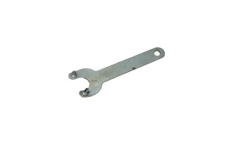 Metal spanner tool with two prongs for tightening or loosening nuts Stock Photos