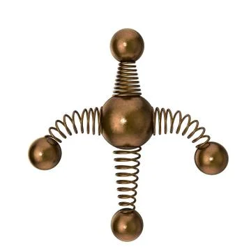 Metal sphere connected by springs.3D rendering illustration. Иллюстрация