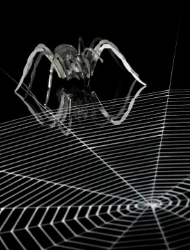 Metal spider and spiderweb Stock Illustration