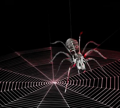 Metal spider and spiderweb Stock Illustration
