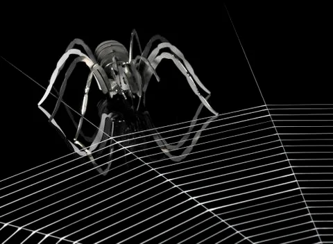Metal spider and spiderweb Stock Illustration