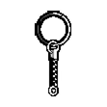 Metal split keyring assembly with chain and swivel connector Stock Illustration