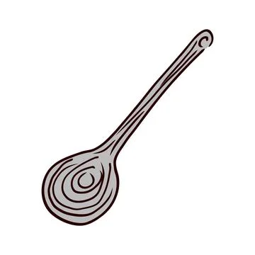 Metal spoon in top view in flat design. Tablespoon for coffee or tea drinks.  Stock Illustration