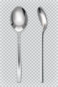 Metal spoons. 3d realism, vector icon Stock Illustration