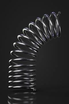 Metal spring bends against a dark background. Stock Illustration