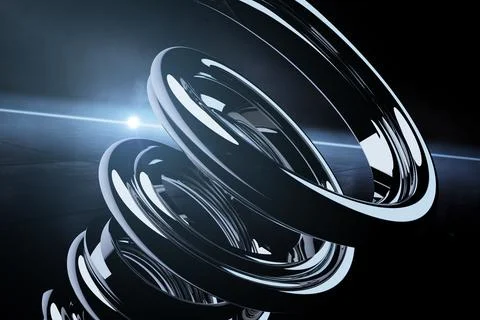 Metal spring close-up against the backdrop of an asphalt area at night Illustrazione stock